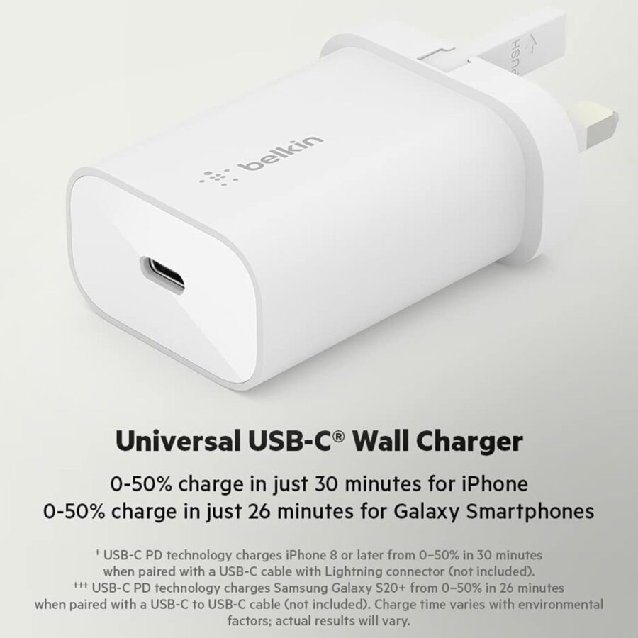Belkin BOOST↑Charge Pro USB-C Wall Charger 20W with USB-C to Lightning Cable  (1.2m) - Apple