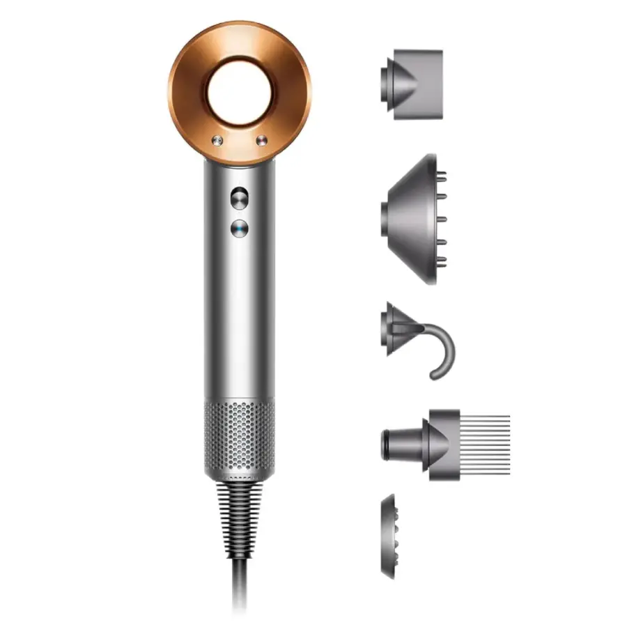 Dyson Supersonic Hairdryer HD08 With 5 Attachments - Nickel